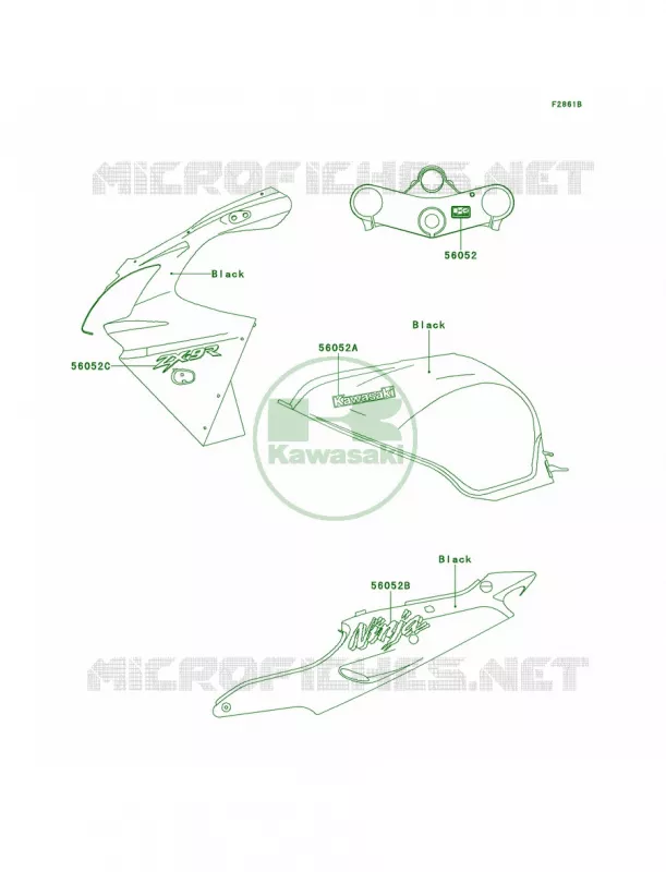DecalsBlackZX900-E1 Kawasaki MOTOS 900 2000 Ninja ZX-9R  ZX900-E1