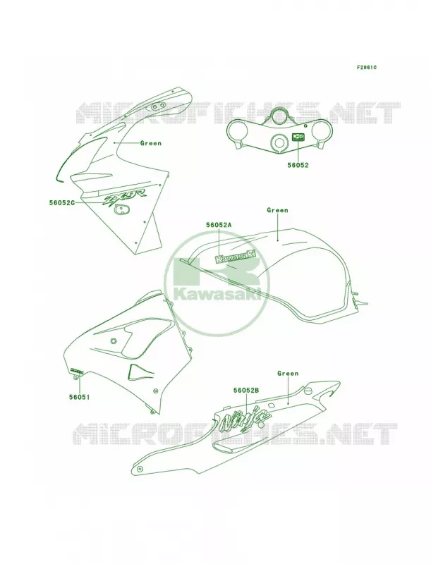 DecalsGreenZX900-E2 Kawasaki MOTOS 900 2000 Ninja ZX-9R  ZX900-E1