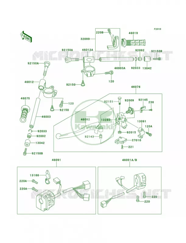 Handlebar Kawasaki MOTOS 900 2000 Ninja ZX-9R  ZX900-E1