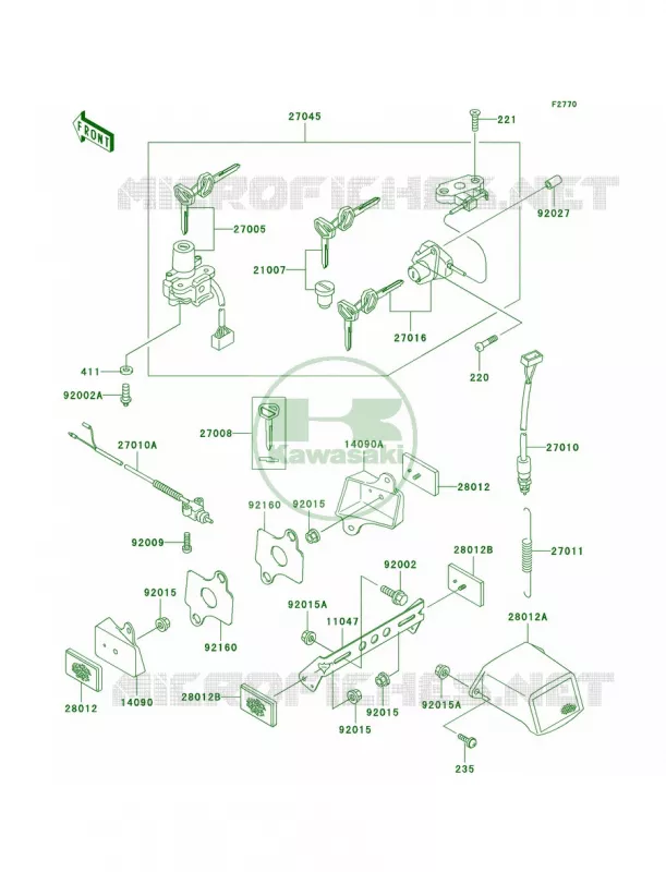 Ignition SwitchLocksReflectors Kawasaki MOTOS 750 1999 Ninja ZX-7R  ZX750-P4