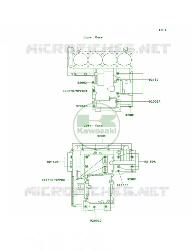 Crankcase Bolt Pattern Kawasaki MOTOS 1100 1998 Ninja ZX-11  ZX1100-D6