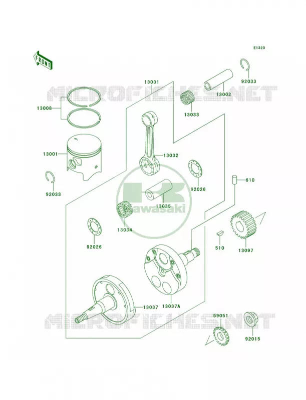 CrankshaftPistons Kawasaki MOTOS 200 2002 KDX200  KDX200-H8