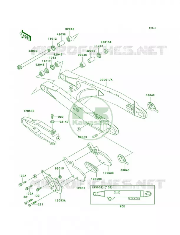 Swingarm Kawasaki MOTOS 200 2002 KDX200  KDX200-H8