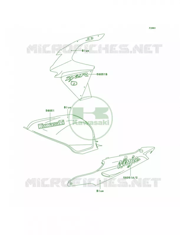 DecalsBlueZX900-C1 Kawasaki MOTOS 900 1998 Ninja ZX-9R  ZX900-C1