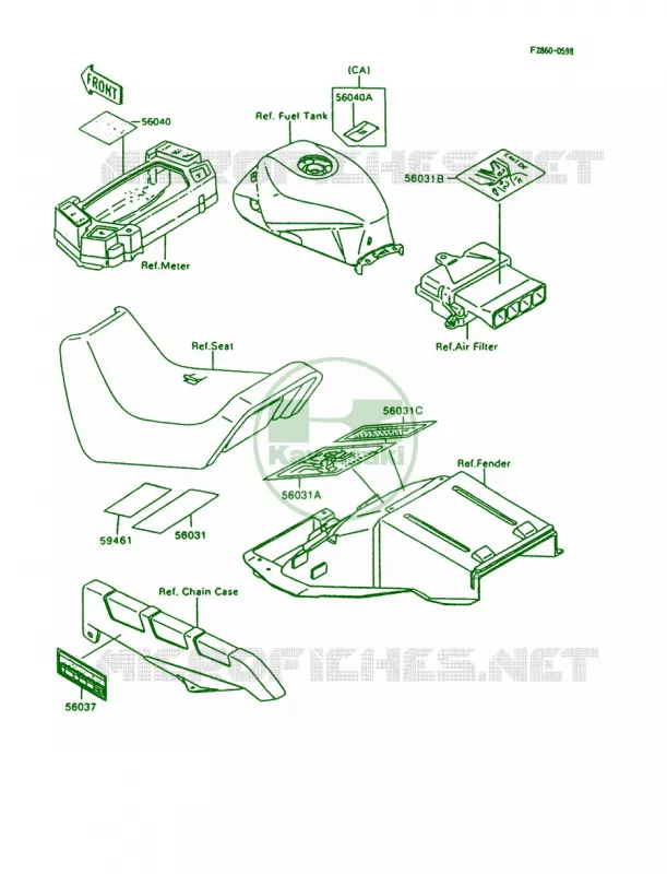 Labels Kawasaki MOTOS 600 1997 Ninja 600R  ZX600-C10