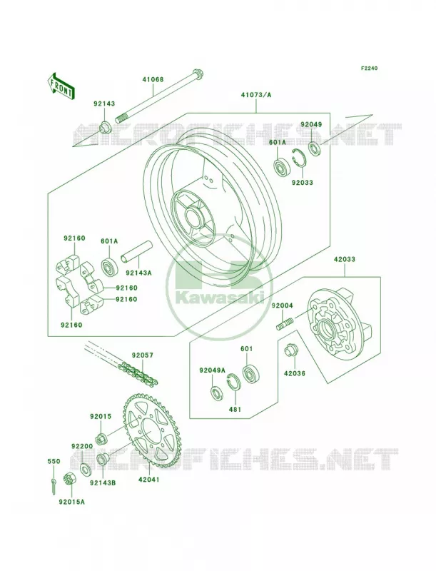 Rear WheelChain Kawasaki MOTOS 750 1997 Ninja ZX-7R  ZX750-P2