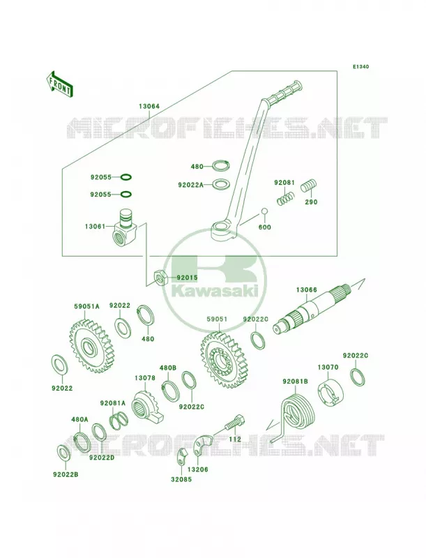 Kickstarter Mechanism Kawasaki MOTOS 220 2002 KDX220R  KDX220-A9