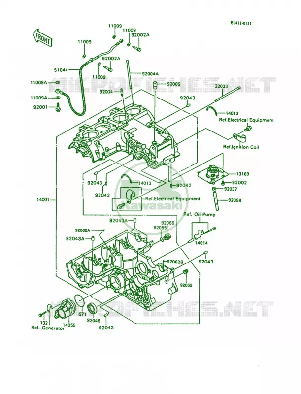 Crankcase Kawasaki MOTOS 600 1996 Ninja 600R  ZX600-C9