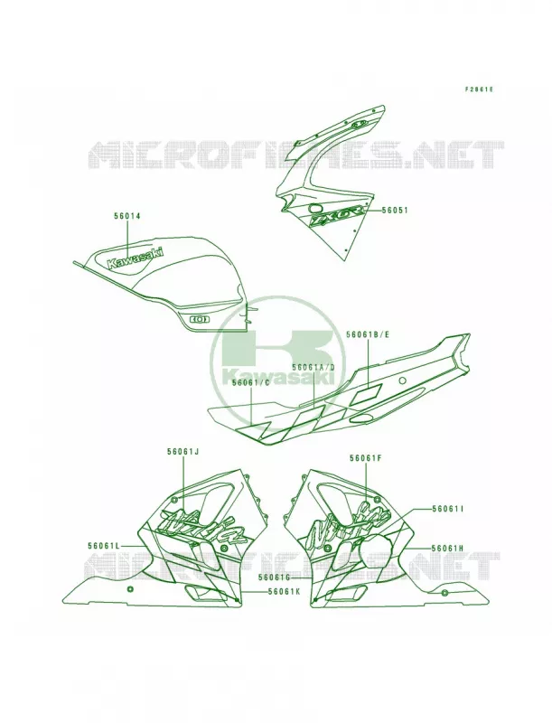 DecalsGreenZX600-F3 Kawasaki MOTOS 600 1996 Ninja ZX-6R  ZX600-F2