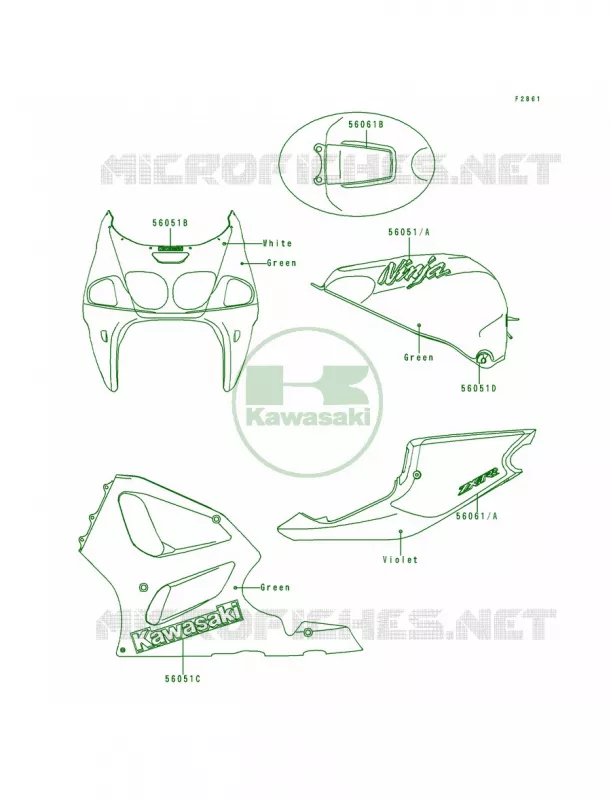 Decals Kawasaki MOTOS 750 1996 Ninja ZX-7RR  ZX750-N1