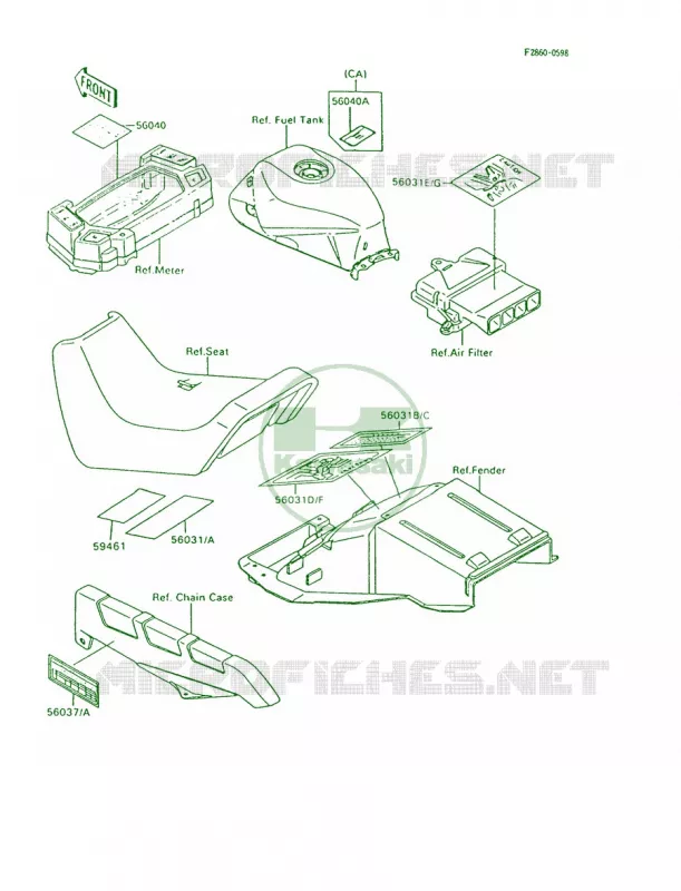 Labels Kawasaki MOTOS 600 1995 Ninja 600R  ZX600-C8