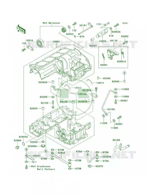 Crankcase Kawasaki MOTOS 1100 1994 Ninja ZX-11  ZX1100-D2