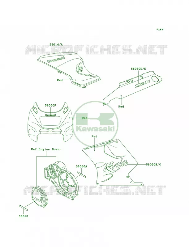 DecalsRedZX1100-D1 Kawasaki MOTOS 1100 1994 Ninja ZX-11  ZX1100-D2