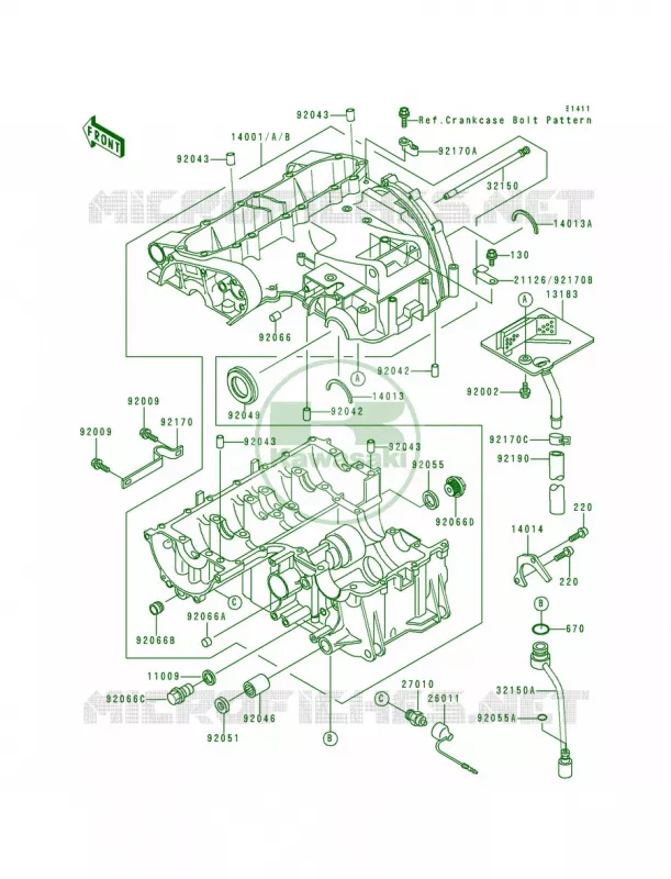 Crankcase Kawasaki MOTOS 600 1994 Ninja ZX-6  ZX600-E2