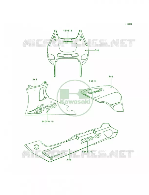 DecalsRedZX600-E3 Kawasaki MOTOS 600 1994 Ninja ZX-6  ZX600-E2