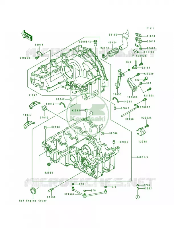 Crankcase Kawasaki MOTOS 750 1994 Ninja ZX-7  ZX750-L2