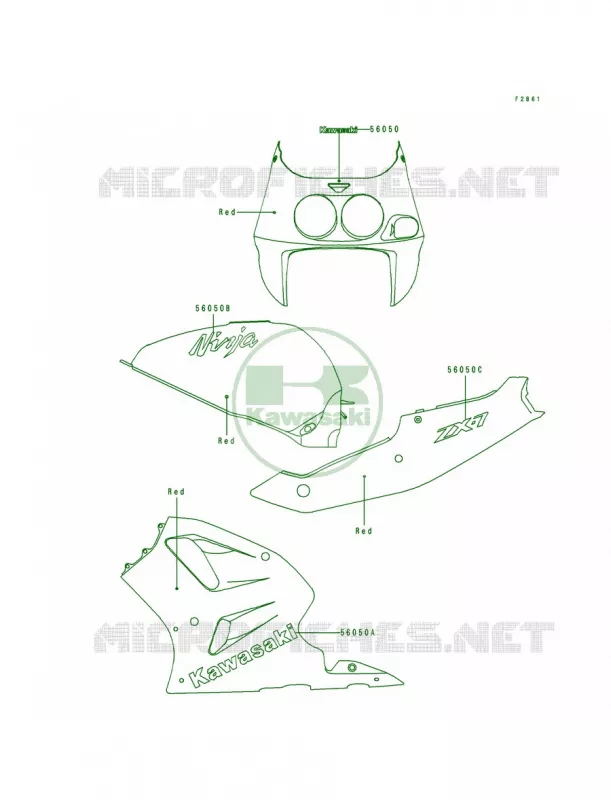 DecalsRedZX750-L1 Kawasaki MOTOS 750 1994 Ninja ZX-7  ZX750-L2