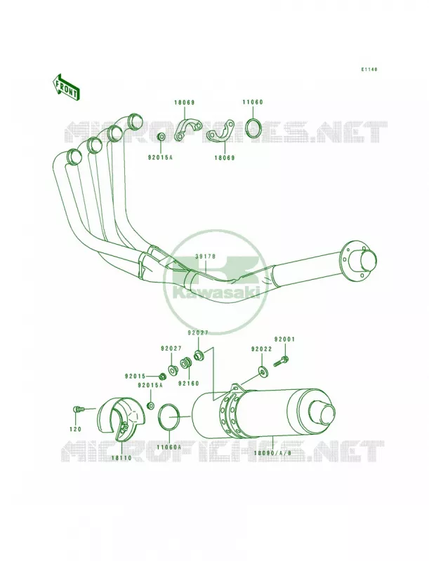 Mufflers Kawasaki MOTOS 750 1994 Ninja ZX-7  ZX750-L2