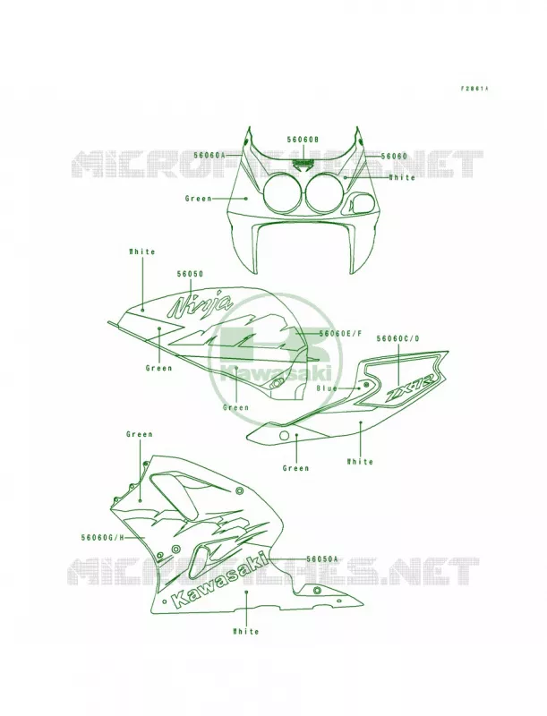 DecalsZX750-M2 Kawasaki MOTOS 750 1994 Ninja ZX-7R  ZX750-M2