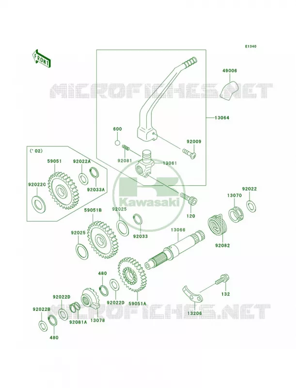 Kickstarter Mechanism Kawasaki MOTOS 300 2002 KLX300R  KLX300-A7