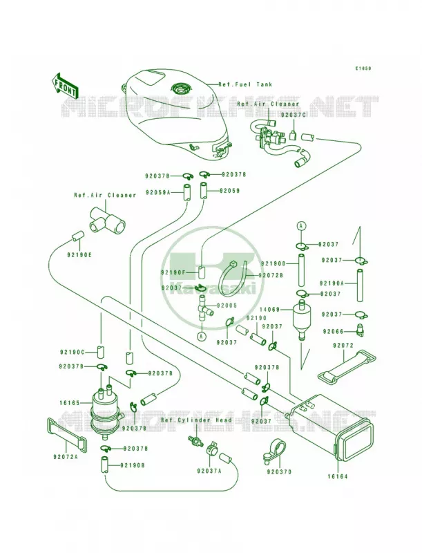 Fuel Evaporative System Kawasaki MOTOS 750 1993 Ninja ZX-7  ZX750-L1
