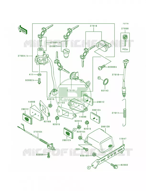 Ignition SwitchLocksReflectors Kawasaki MOTOS 750 1993 Ninja ZX-7R  ZX750-M1