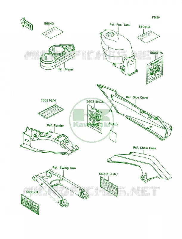 Label Kawasaki MOTOS 1100 1992 Ninja ZX-11  ZX1100-C3