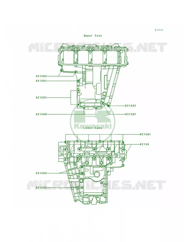 Crankcase Bolt Pattern Kawasaki MOTOS 750 1992 Ninja ZX-7  ZX750-J2