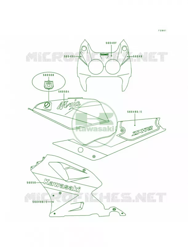 Decal Kawasaki MOTOS 750 1992 Ninja ZX-7R  ZX750-K2