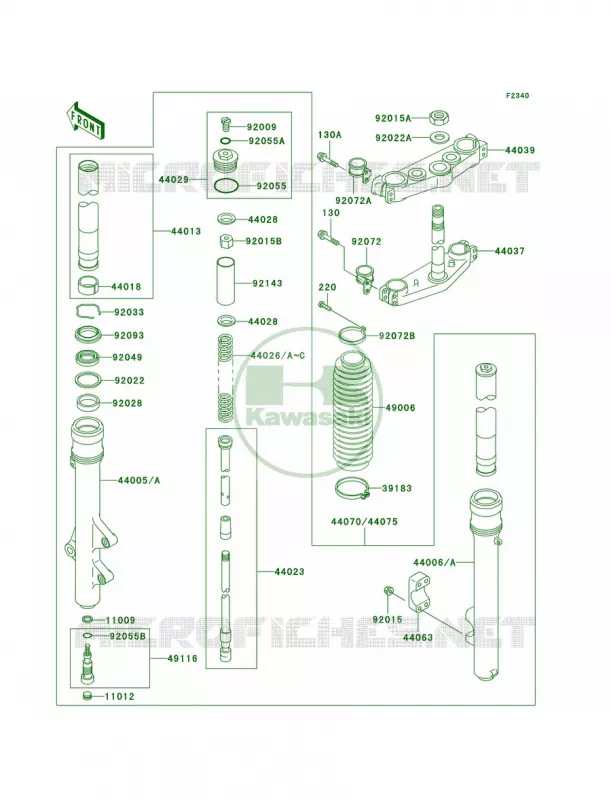 Front Fork Kawasaki MOTOS 200 2001 KDX200  KDX200-H7