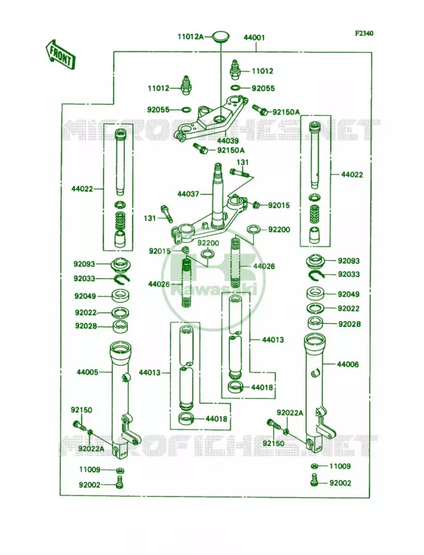Front ForkZX1100-C1C2 Kawasaki MOTOS 1100 1991 Ninja ZX-11  ZX1100-C2