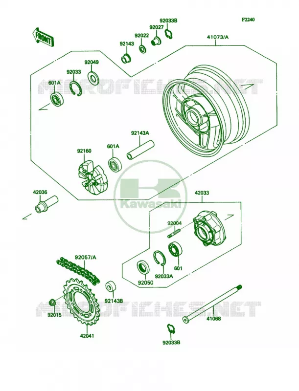 Rear Hub Kawasaki MOTOS 1100 1991 Ninja ZX-11  ZX1100-C2