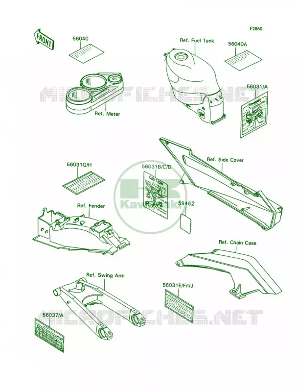Label Kawasaki MOTOS 1100 1990 Ninja ZX-11  ZX1100-C1