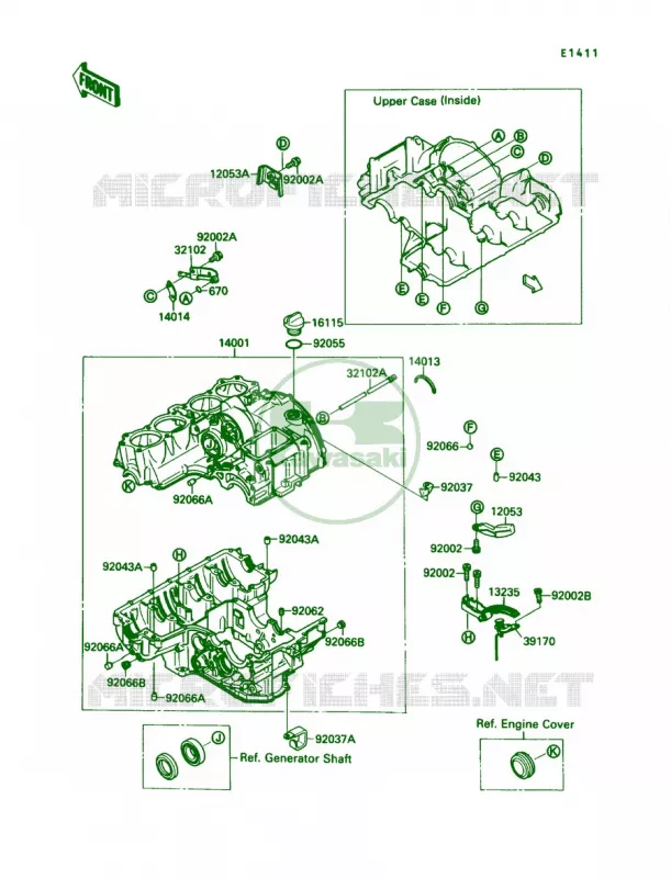 Crankcase Kawasaki MOTOS 750 1990 Ninja 750R  ZX750-F4