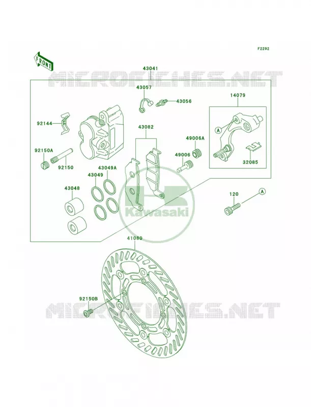 Front Brake Kawasaki MOTOS 220 2001 KDX220R  KDX220-A8