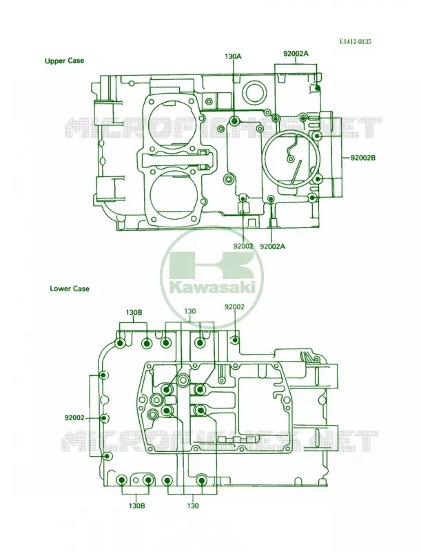 Crankcase Bolt Pattern Kawasaki MOTOS 500 1989 EX500  EX500-A3