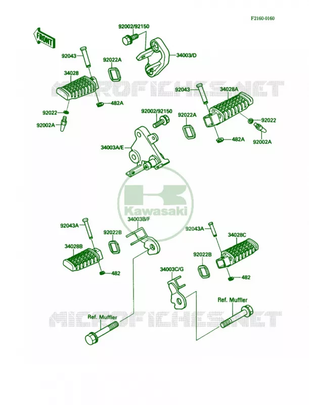 Footrests Kawasaki MOTOS 500 1989 EX500  EX500-A3