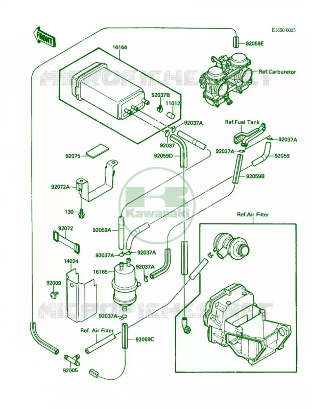 Fuel Evaporative System Kawasaki MOTOS 500 1989 EX500  EX500-A3