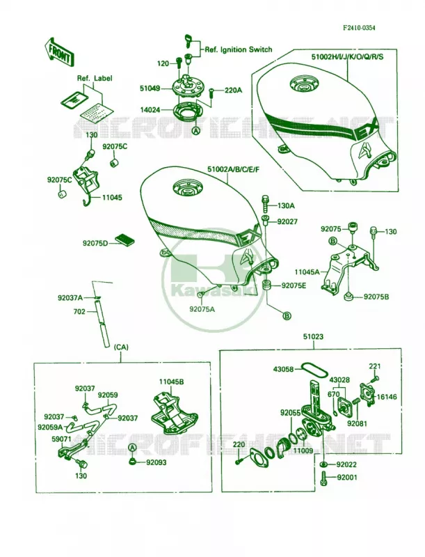 Fuel Tank Kawasaki MOTOS 500 1989 EX500  EX500-A3