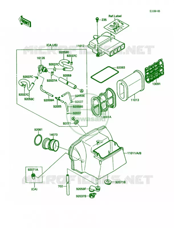 Air Cleaner Kawasaki MOTOS 600 1989 Ninja 600R  ZX600-C2