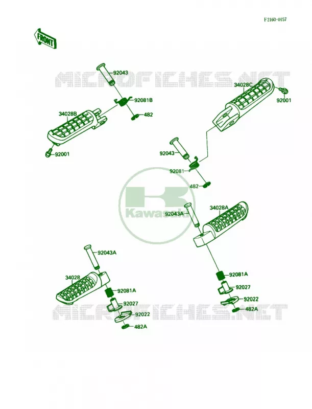 Footrests Kawasaki MOTOS 750 1989 Ninja 750R  ZX750-F3