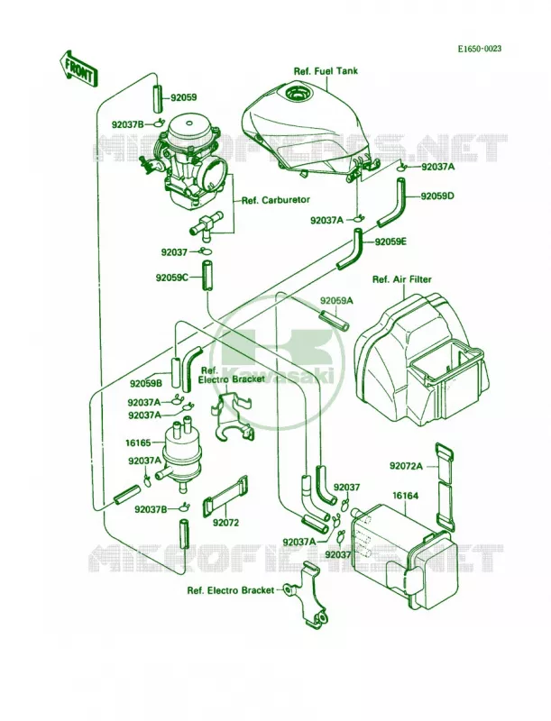 Fuel Evaporative System Kawasaki MOTOS 750 1989 Ninja 750R  ZX750-F3