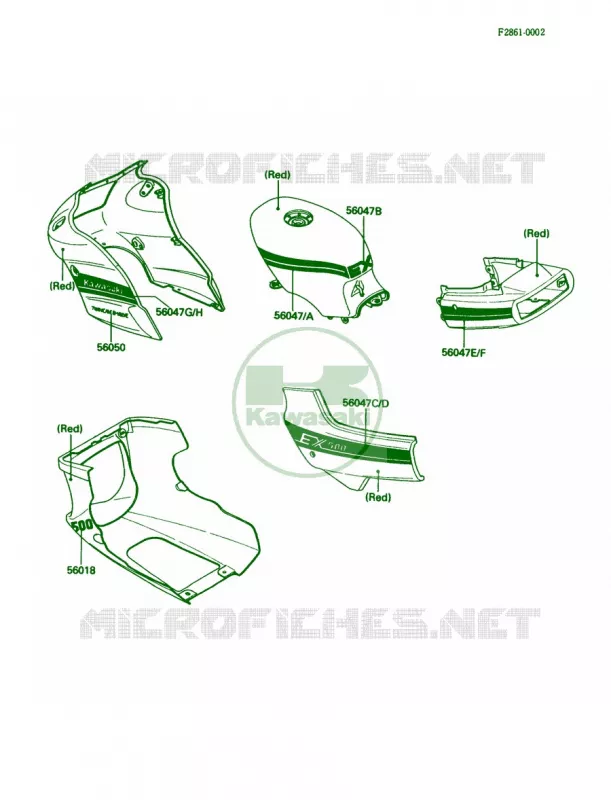 DecalsRedEX500-A2 Kawasaki MOTOS 500 1988 EX500  EX500-A2