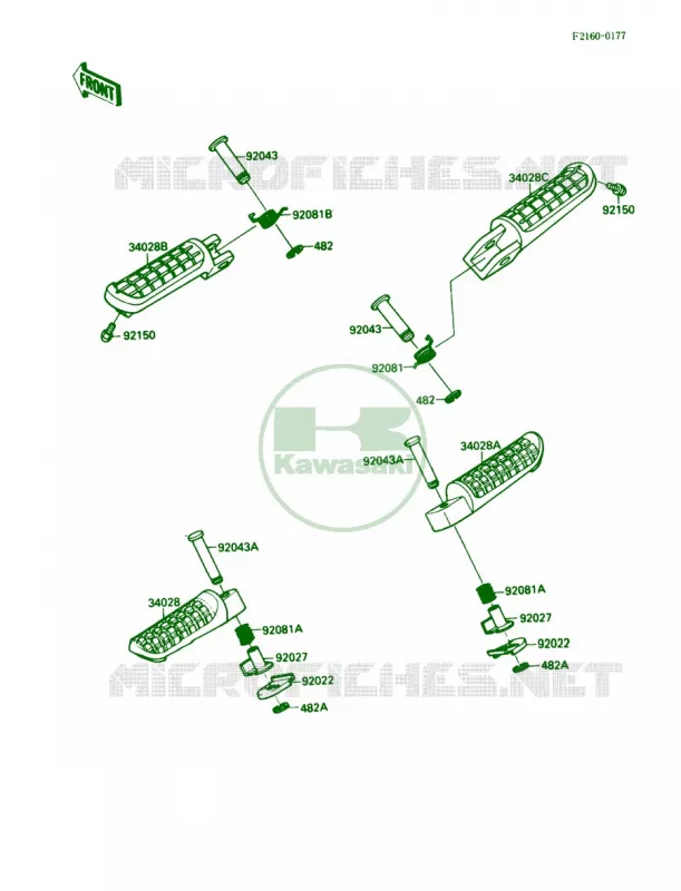 Footrests Kawasaki MOTOS 1000 1988 Ninja ZX-10  ZX1000-B1