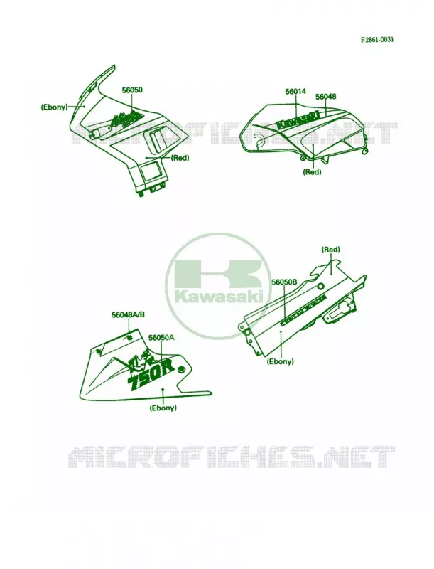 Decals Kawasaki MOTOS 750 1987 Ninja 750R  ZX750-F1