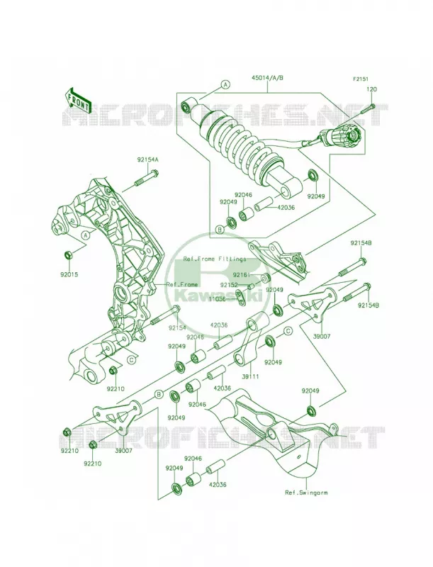 SuspensionShock Absorber Kawasaki MOTOS 1000 2015 Ninja 1000 ABS  ZX1000MFF