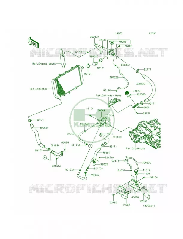 Water Pipe Kawasaki MOTOS 1000 2015 Z1000 ABS  ZR1000GFF