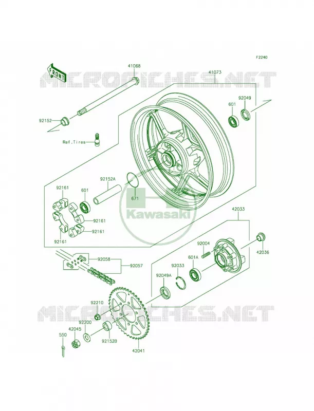 Rear WheelChain Kawasaki MOTOS 650 2015 Ninja 650 ABS  EX650FFF