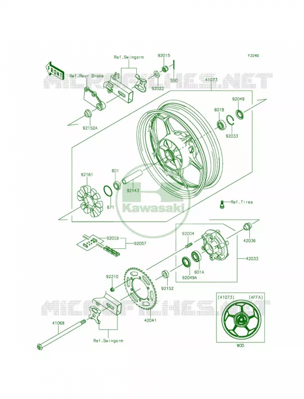 Rear WheelChain Kawasaki MOTOS 300 2015 Ninja 300 SE  EX300AFFA