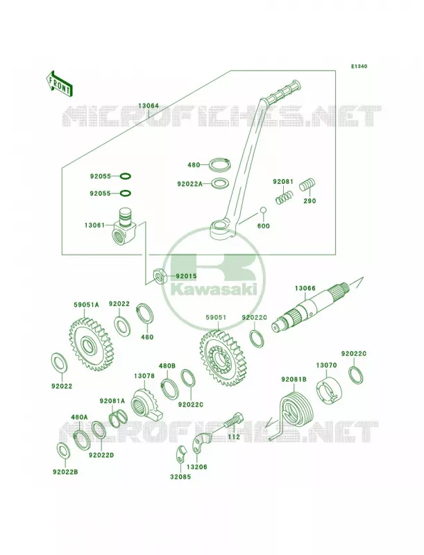 Kickstarter Mechanism Kawasaki MOTOS 200 2000 KDX200  KDX200-H6